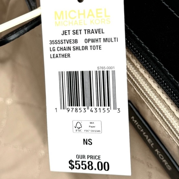 Michael Kors Large Jet Set Travel Chain Shoulder Bag Optic White Multi - Picture 11 of 11